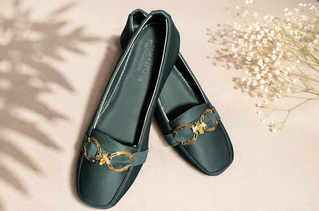 Emerald Gold Buckle Loafers