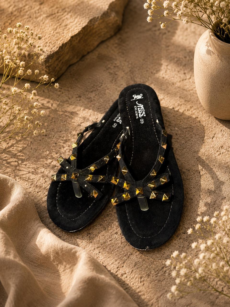 Studded Cross-Strap Flats