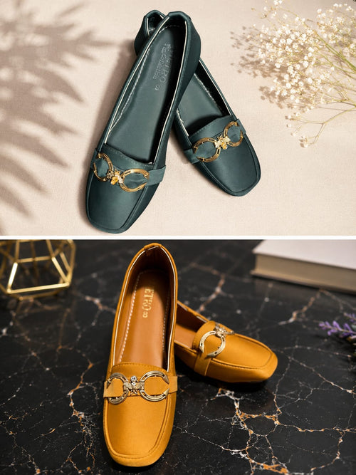 Emerald Gold Buckle Loafers