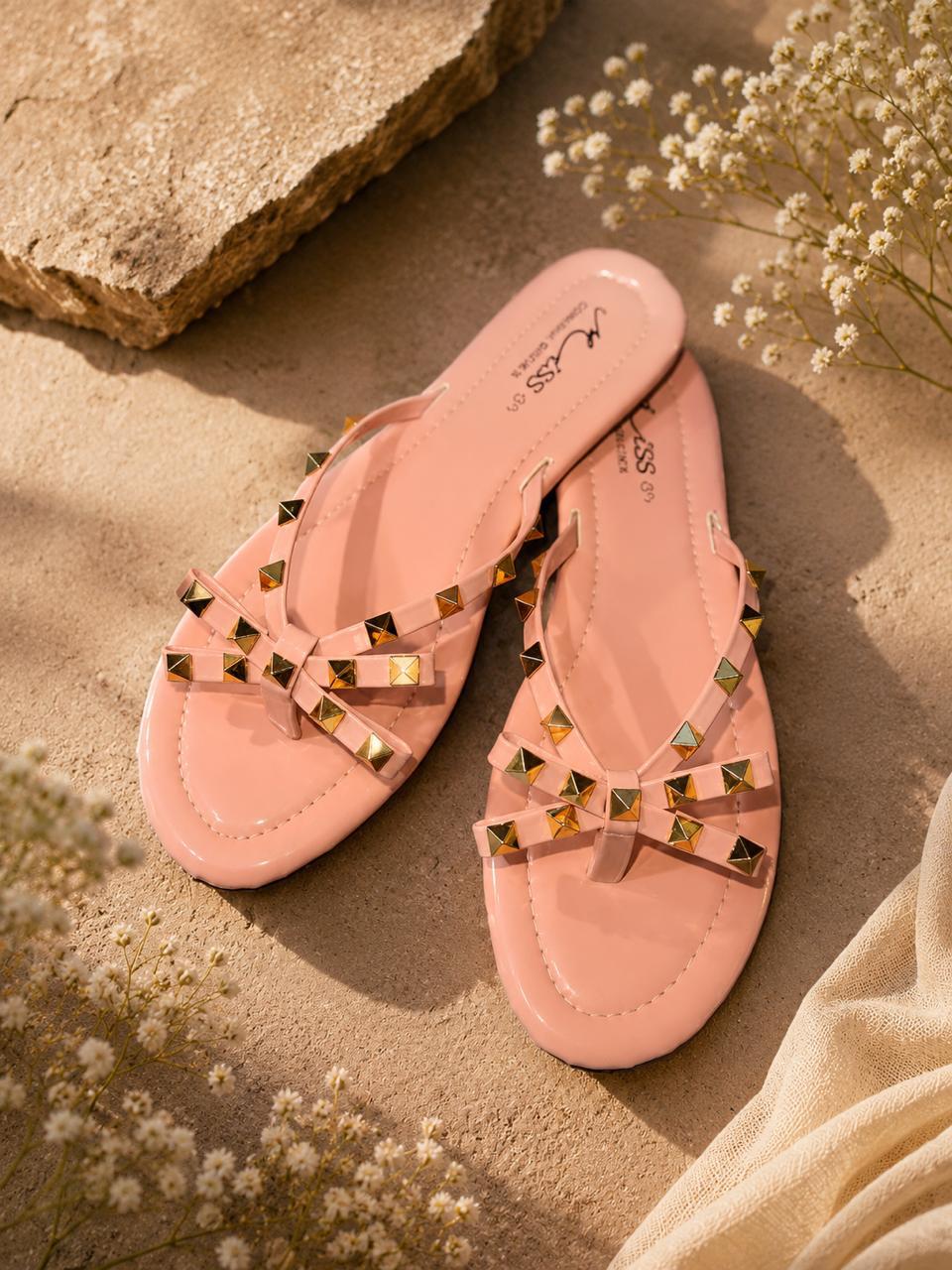 Studded Cross-Strap Flats