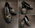 Emerald Gold Buckle Loafers