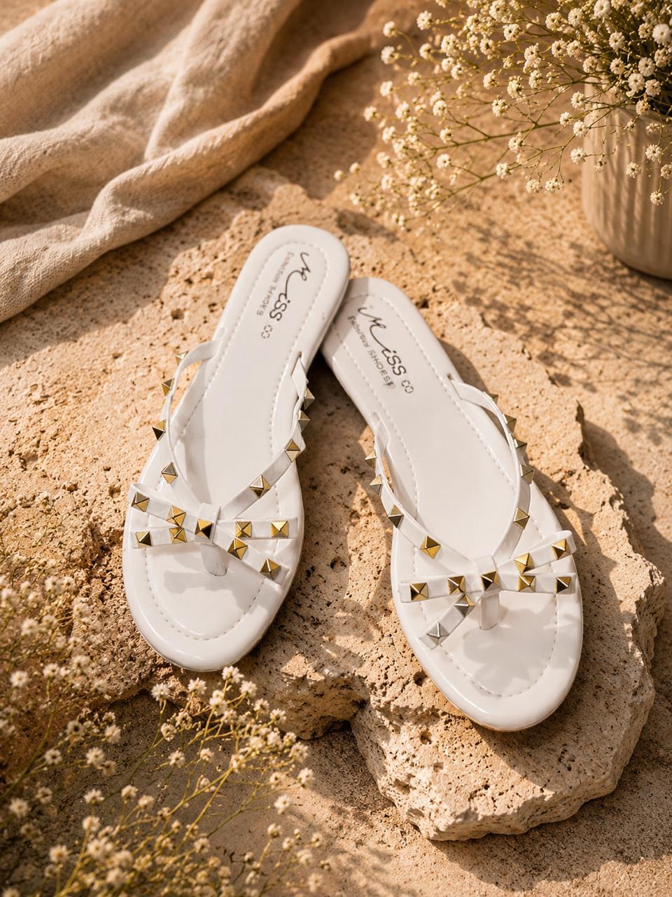Studded Cross-Strap Flats