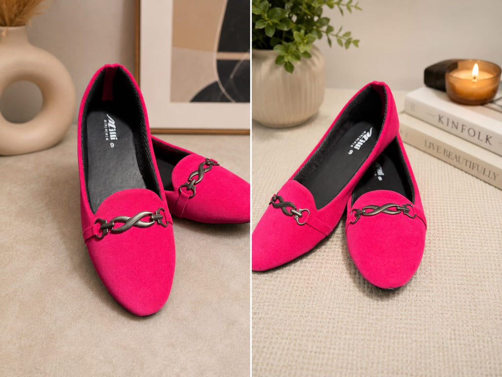 Plum Suede Silver Chain Loafers