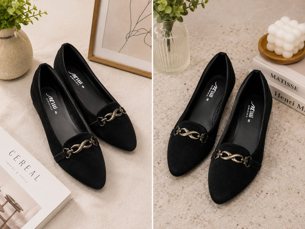 Plum Suede Silver Chain Loafers