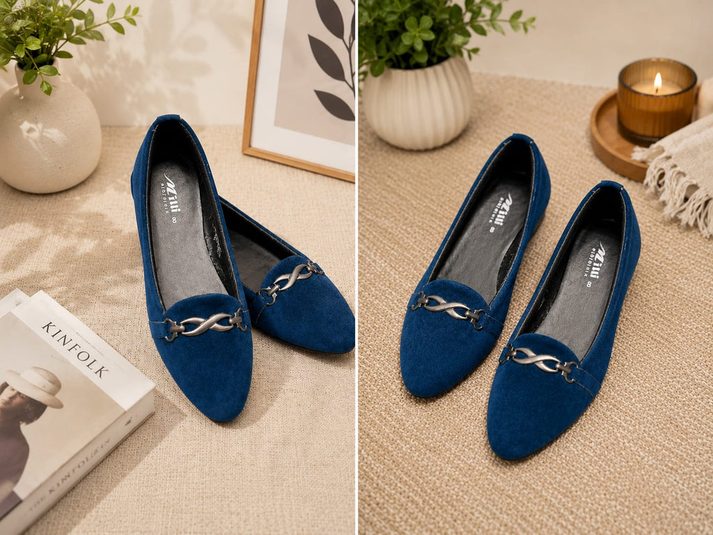 Plum Suede Silver Chain Loafers